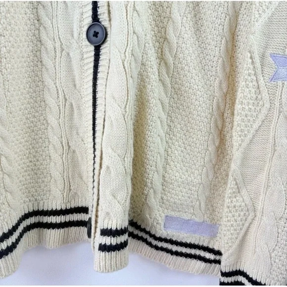 Taylor Swift Inspired Folklore Embroidered Star Knit Oversized Cardigan Womens L - Picture 6 of 8